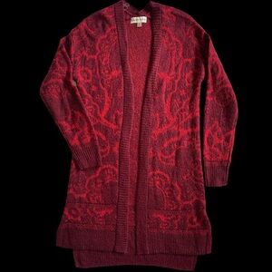 NEW Knox Rose Floral Red/Burgundy Cardigan